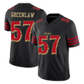 SF.49ers #57 Dre Greenlaw Player Black Limited Rivalries Collection Home Game Ddoa Stitched Jerseys