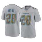LA.Chargers #28 Kimani Vidal Player Gray Atmosphere Fashion Home Game Ddoa Stitched Jerseys