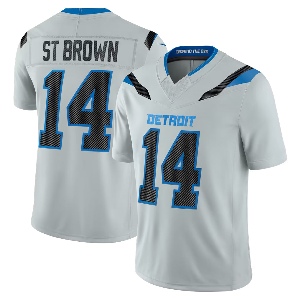 D.Lions #14 Amon-Ra St. Brown Player Silver Limited 2026 Rivalries Collection Home Game Ddoa Stitched Jerseys