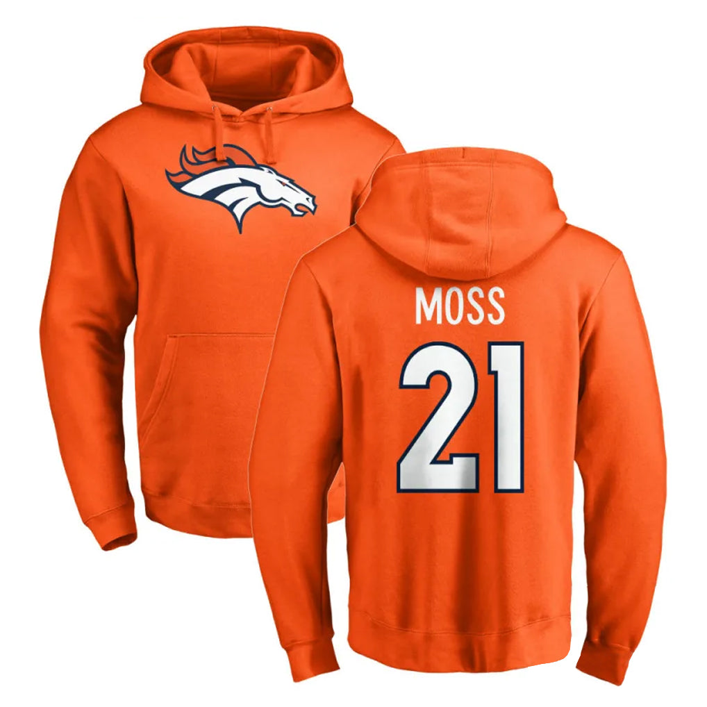 D.Broncos #21 Riley Moss Player Orange Pullover Hoodie Limited Ddoa Stitched Jerseys
