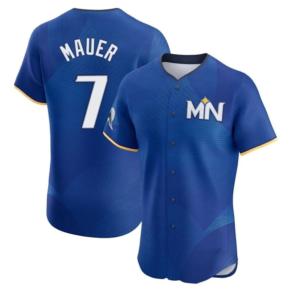 M.Twins #7 Joe Mauer Player Royal City Connect Limited Elite Home Ddoa Stitched Jerseys