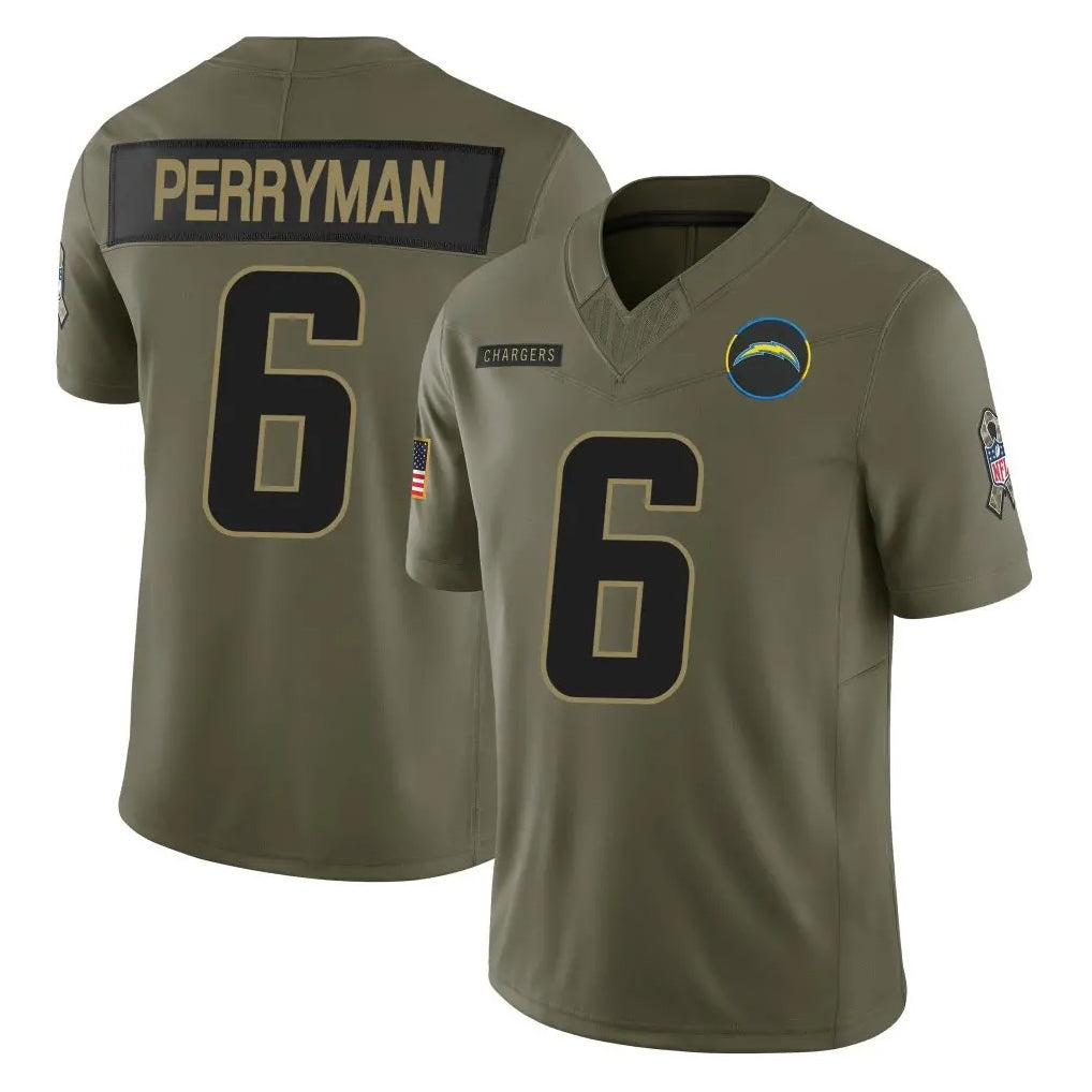 LA.Chargers #6 Denzel Perryman Player Olive 2025 Salute To Service Limited Game Ddoa Stitched Jerseys