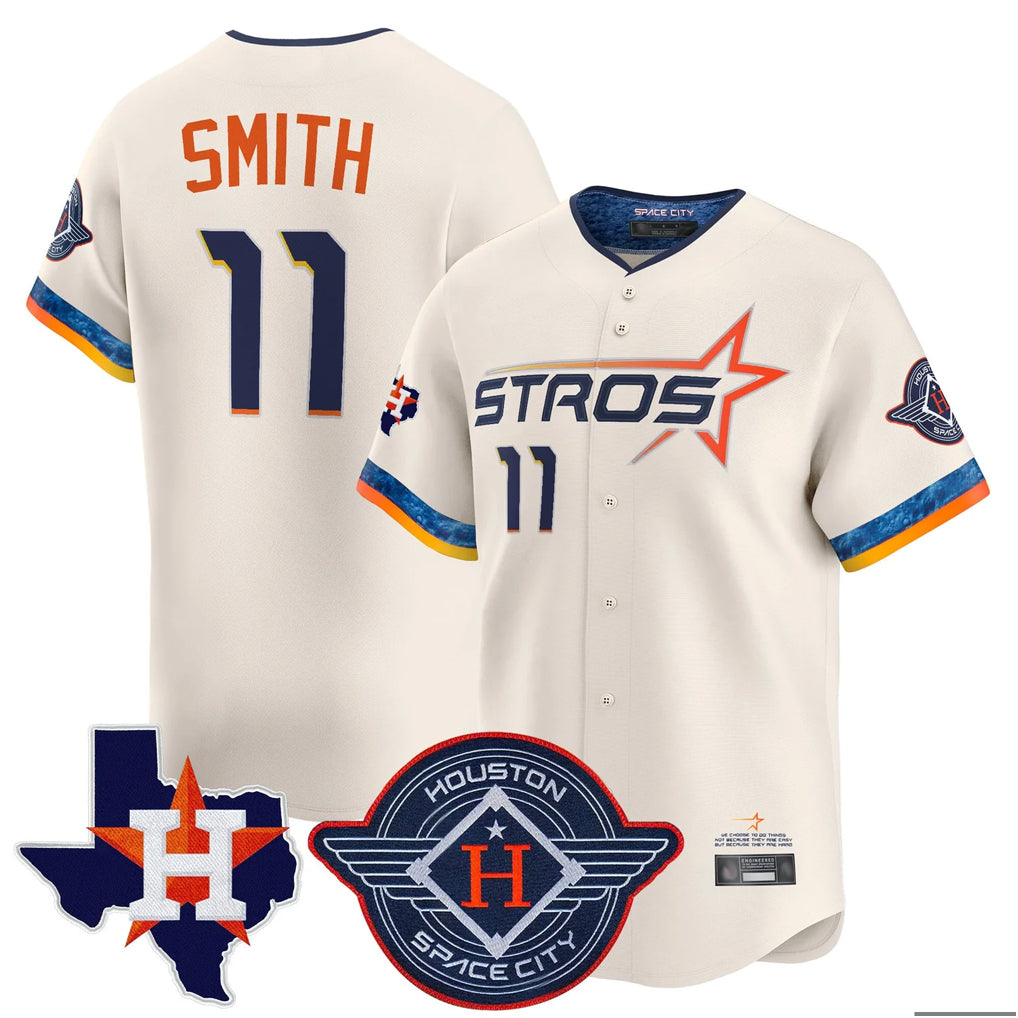H.Astros #11 Cam Smith Player Cream City Connect Texas Patch Vapor Premier Limited Home Ddoa Stitched Jerseys