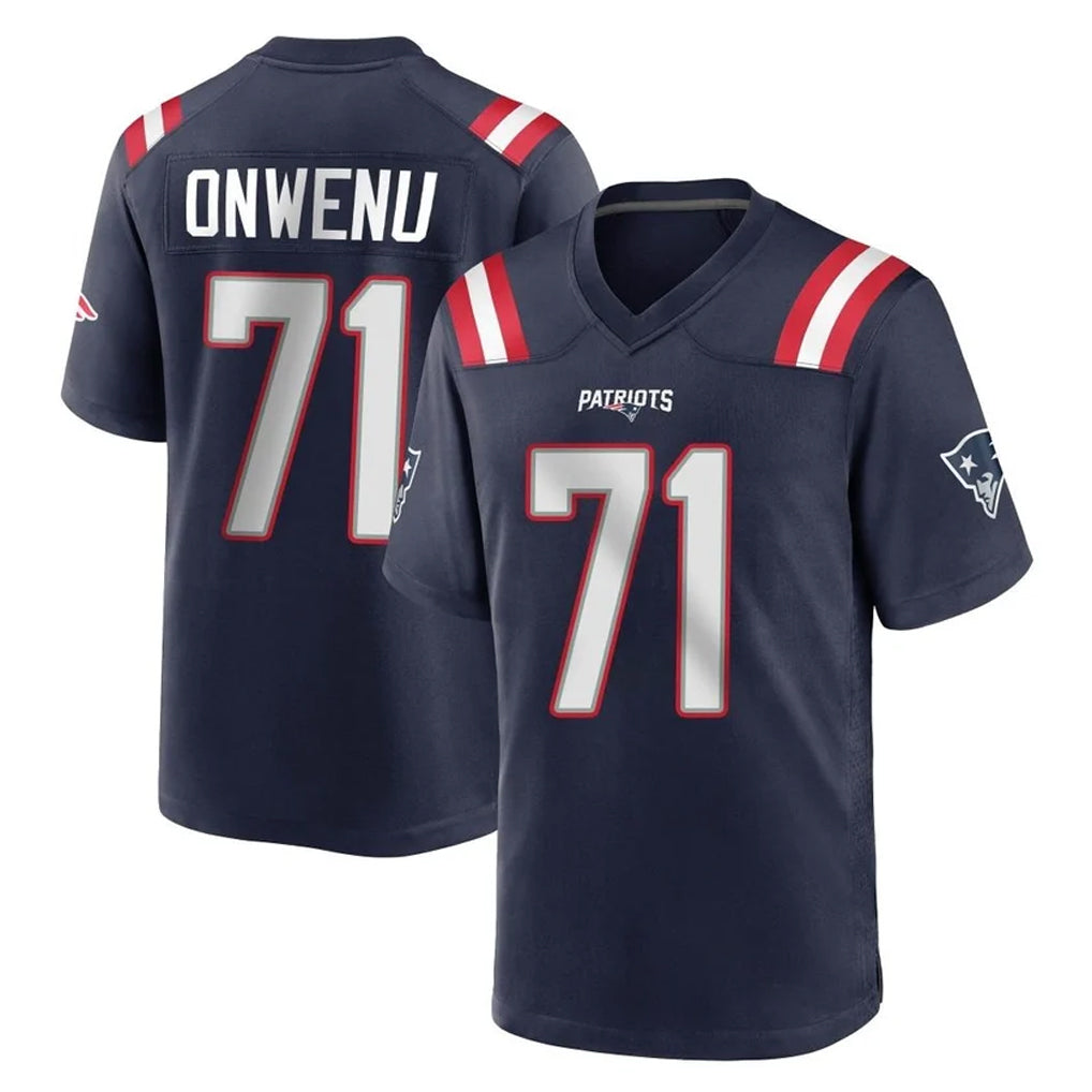 NE.Patriots #71 Mike Onwenu Player Navy Home Game Ddoa Stitched Jerseys