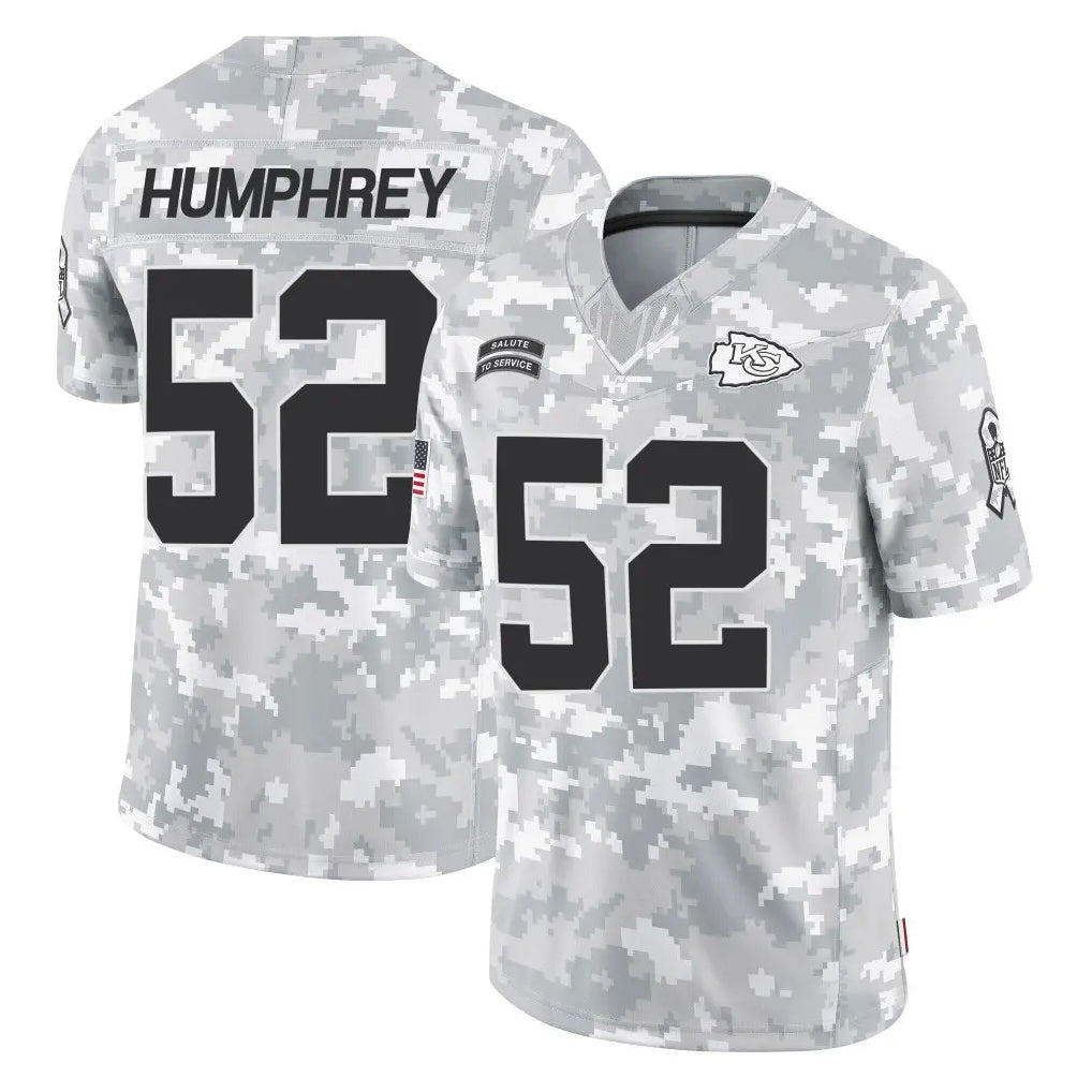 KC.Chiefs #52 Creed Humphrey Player Arctic Camo Salute To Service Limited Game Ddoa Stitched Jerseys