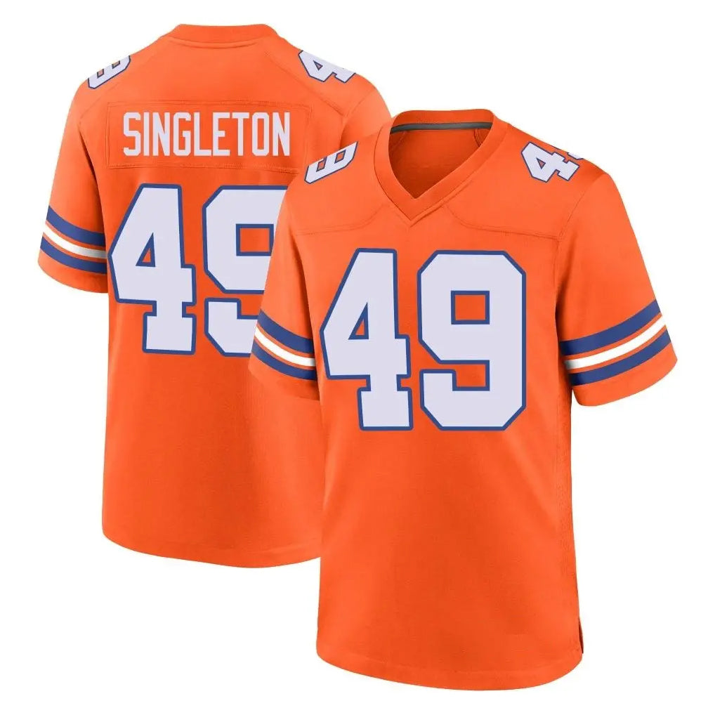 D.Broncos #49 Alex Singleton Player Orange Alternate Collection Throwback Game Ddoa Stitched Jerseys