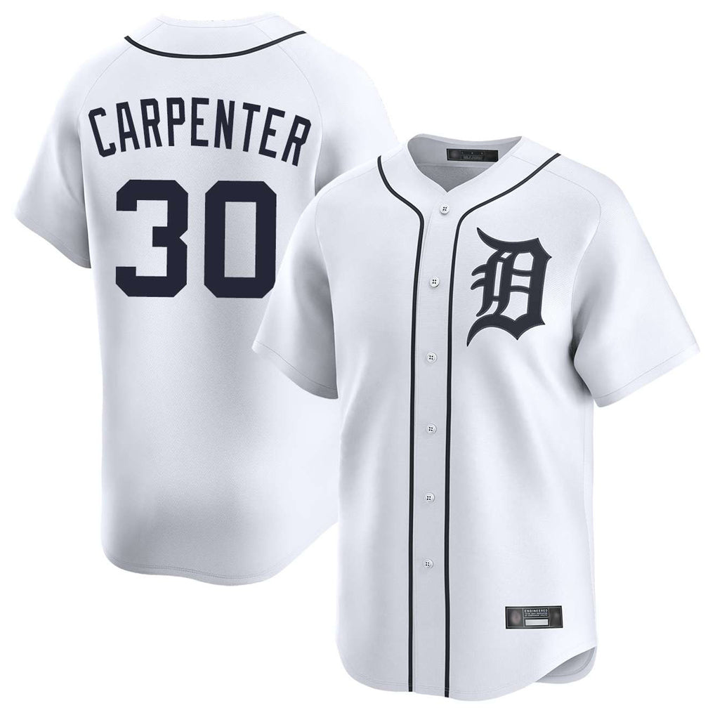 D.Tigers #30 Kerry Carpenter Player White Home Limited Ddoa Stitched Jerseys