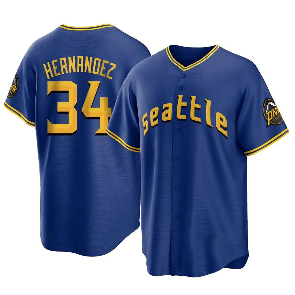 S.Mariners #34 Felix Hernandez Player Royal City Connect Home Game Ddoa Stitched Jerseys