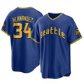 S.Mariners #34 Felix Hernandez Player Royal City Connect Home Game Ddoa Stitched Jerseys