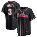 P.Phillies #3 Bryce Harper Player Black Fashion Out Home Game Ddoa Stitched Jerseys
