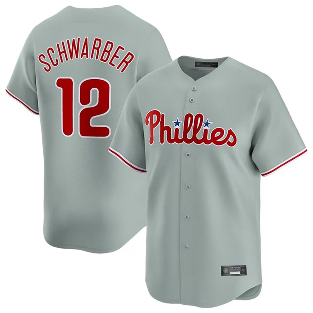 P.Phillies #12 Kyle Schwarber Player Gray Home Limited Ddoa Stitched Jerseys
