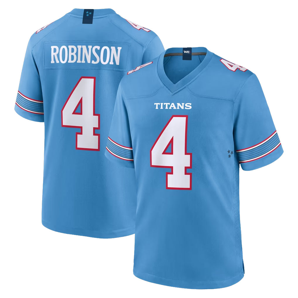 T.Titans #4 Wan'Dale Robinson Player Light Blue 2026 Game Home Ddoa Stitched Jerseys