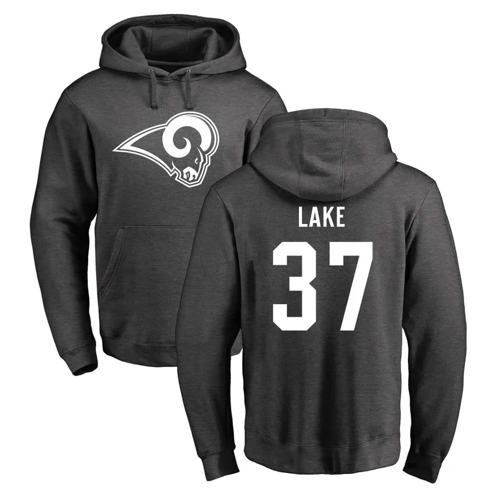 LA.Rams #37 Quentin Lake Player Gray Pullover Hoodie Limited Game Ddoa Stitched Jerseys