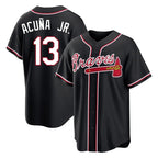 A.Braves #13 Ronald Acuna Jr Player Black Fashion Out Game Ddoa Stitched Jerseys