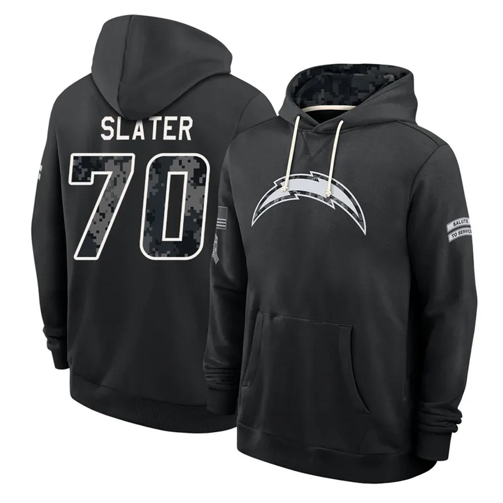 LA.Chargers #70 Rashawn Slater Player 2026 Black Logo Pullover Hoodies Limited Game Stitched Jerseys