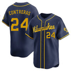 M.Brewers #24 William Contreras Player Navy Home Limited Ddoa Stitched Jerseys