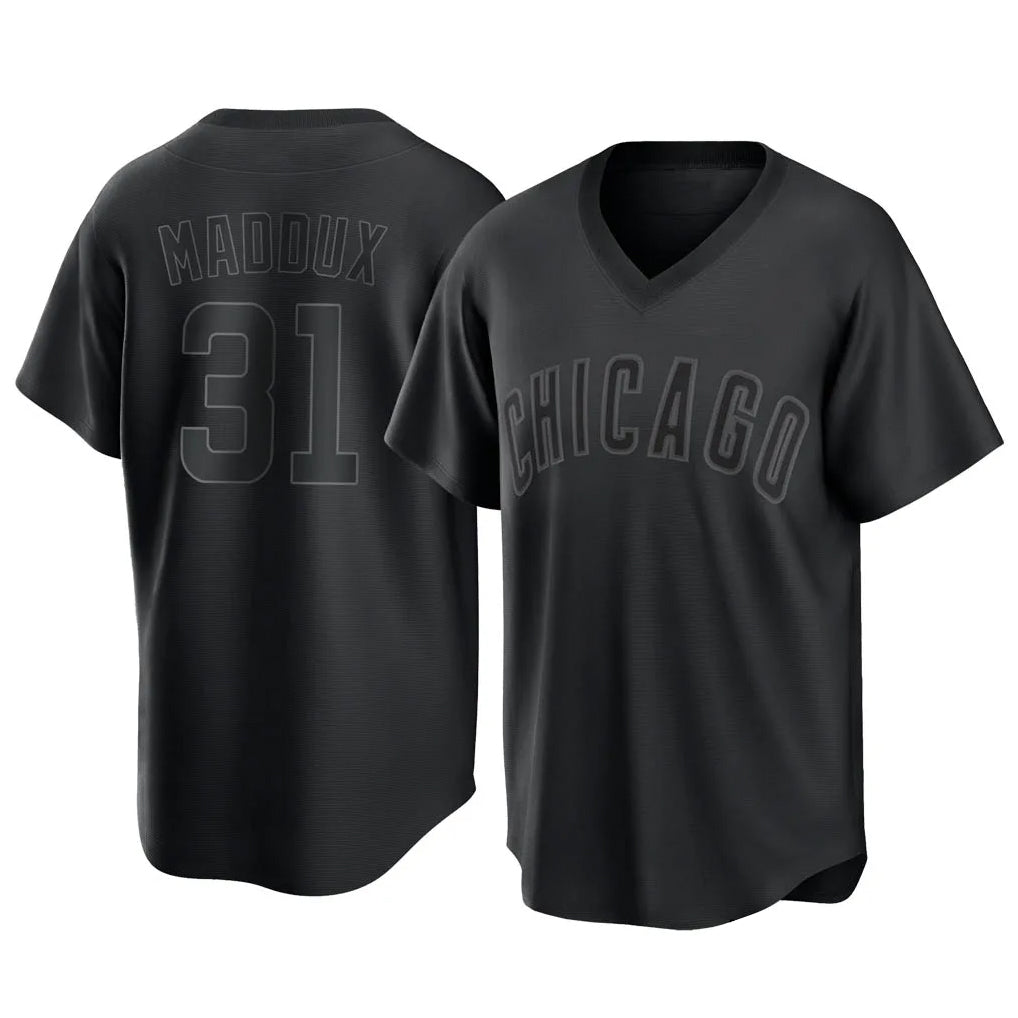 C.Cubs #31 Greg Maddux Player Black T-shirt Home Game Ddoa Stitched Jerseys