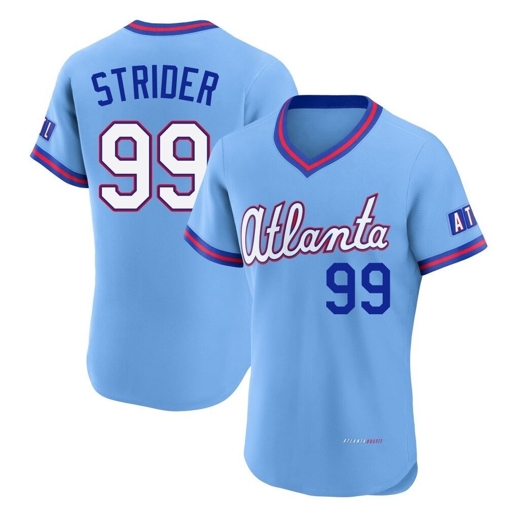 A.Braves #99 Spencer Strider Player Powder Blue 2026 City Connect T-shirt Limited Elite Home Game Ddoa Stitched Jerseys