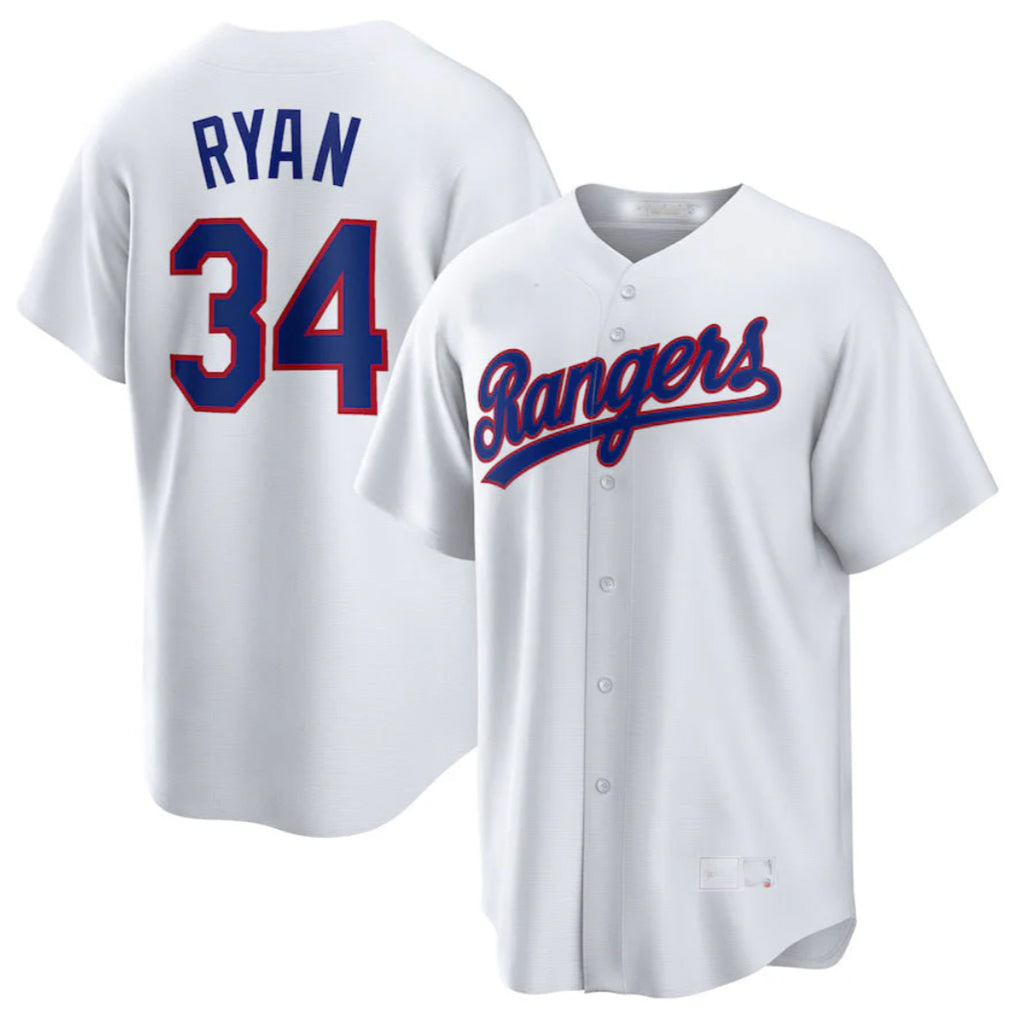T.Rangers #34 Nolan Ryan Player White Home Game Ddoa Stitched Jerseys
