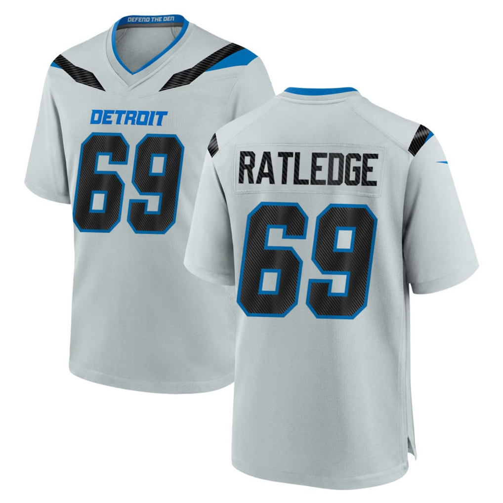 D.Lions #69 Tate Ratledge Player Silver 2026 Rivalries Collection Home Game Ddoa Stitched Jerseys
