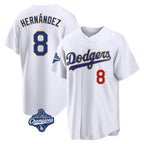 LA.Dodgers #8 Enrique Hern¨¢ndez Player Gold White World Series Meet 2026 Collection Stadium Limited Ddoa Stitched Jerseys