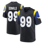 LA.Rams #99 Aaron Donald Player Black Midnight Rivalries Collection Home Game Ddoa Stitched Jerseys