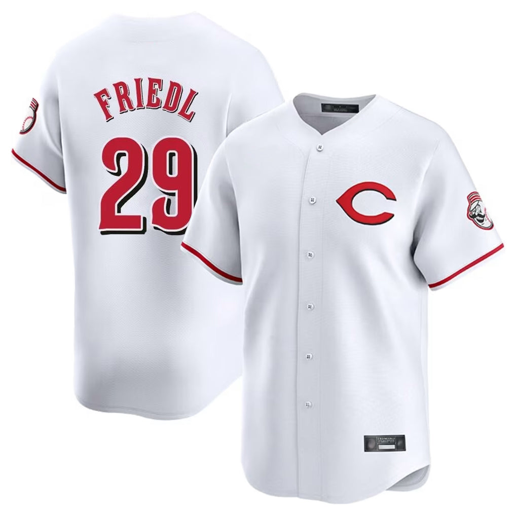 C.Reds #29 TJ Friedl Player White Limited Home Ddoa Stitched Jerseys