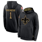 NO.Saints #1 Kool-Aid McKinstry Player Black Salute to Service Hoodies Limited Game Ddoa Stitched Jerseys