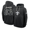 NO.Saints #83 Juwan Johnson Player 2026 Black Logo Pullover Hoodies Limited Game Ddoa Stitched Jerseys