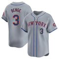 NY.Mets #3 Carson Benge Player Gray Road Limited Home Ddoa Stitched Jerseys