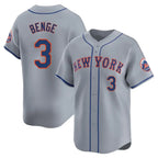 NY.Mets #3 Carson Benge Player Gray Road Limited Home Ddoa Stitched Jerseys