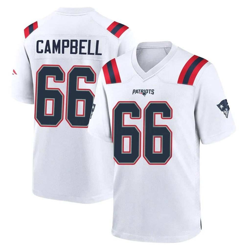 NE.Patriots #66 Will Campbell Player White Home Game Ddoa Stitched Jerseys