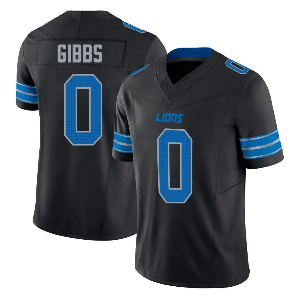 D.Lions #0 Jahmyr Gibbs Player Black Alternate Vapor F.U.S.E. Limited Home Game Ddoa Stitched Jerseys