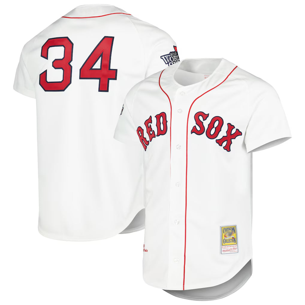 B.Red Sox #34 David Ortiz Player White Mitchell & Ness Cooperstown Collection Mesh Home Ddoa Stitched Jerseys