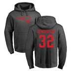 NE.Patriots #32 TreVeyon Henderson Player Gray Pullover Hoodies Home Game Ddoa Stitched Jerseys