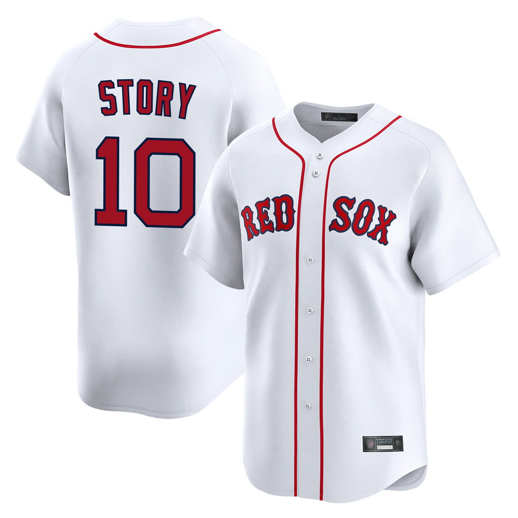 B.Red Sox #10 Trevor Story Player White Limited Home Game Ddoa Stitched Jerseys