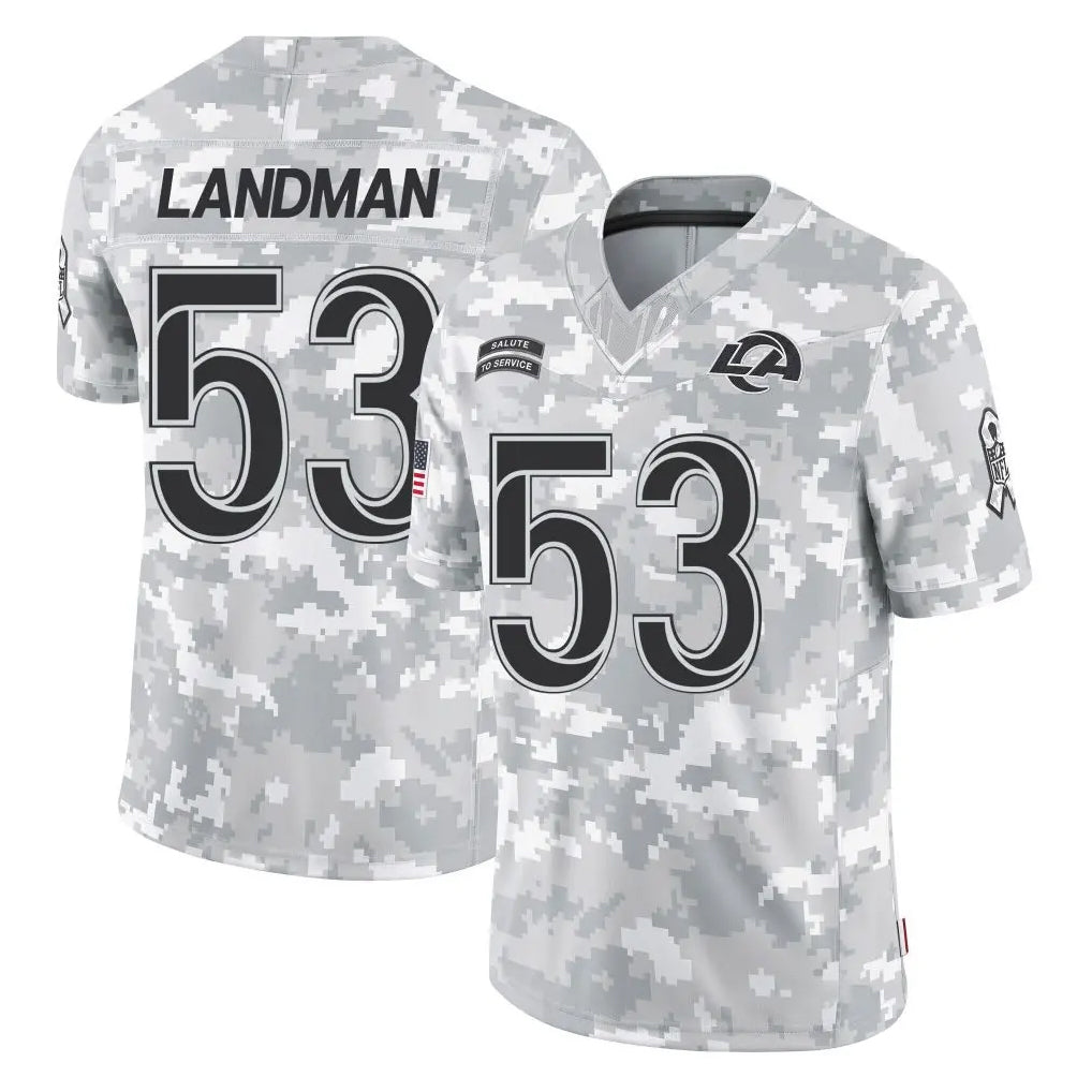 LA.Rams #53 Nate Landman Player Arctic Camo Salute To Service Limited Game Ddoa Stitched Jerseys