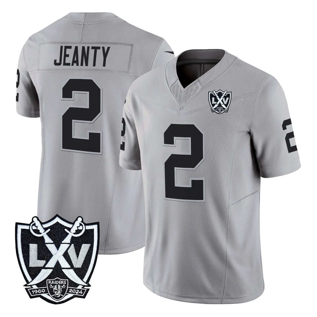 LV.Raiders #2 Ashton Jeanty Player Gray 2026 Vapor Limited Home Game Ddoa Stitched Jerseys