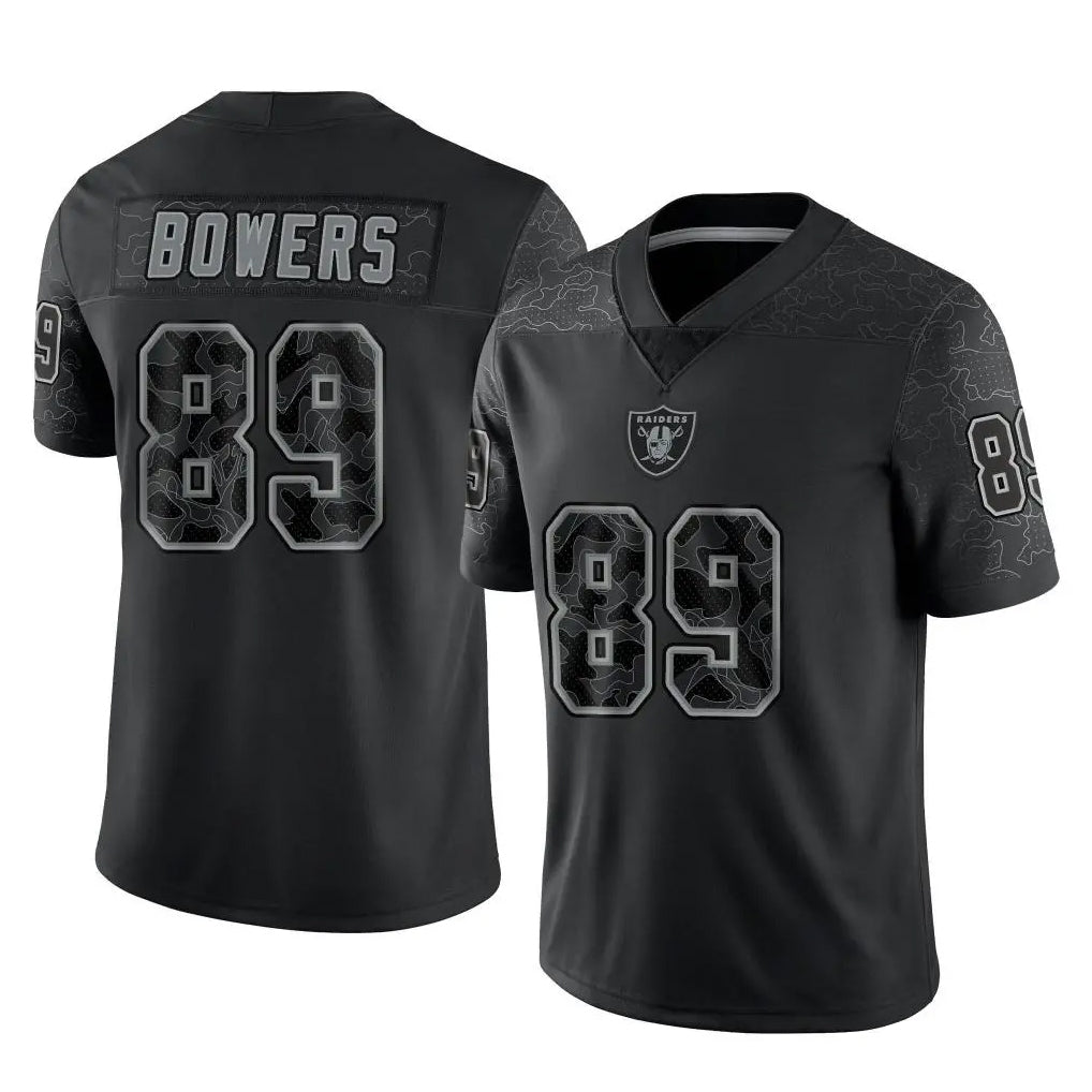 LV.Raiders #89 Brock Bowers Player Black Reflective Limited Game Ddoa Stitched Jerseys