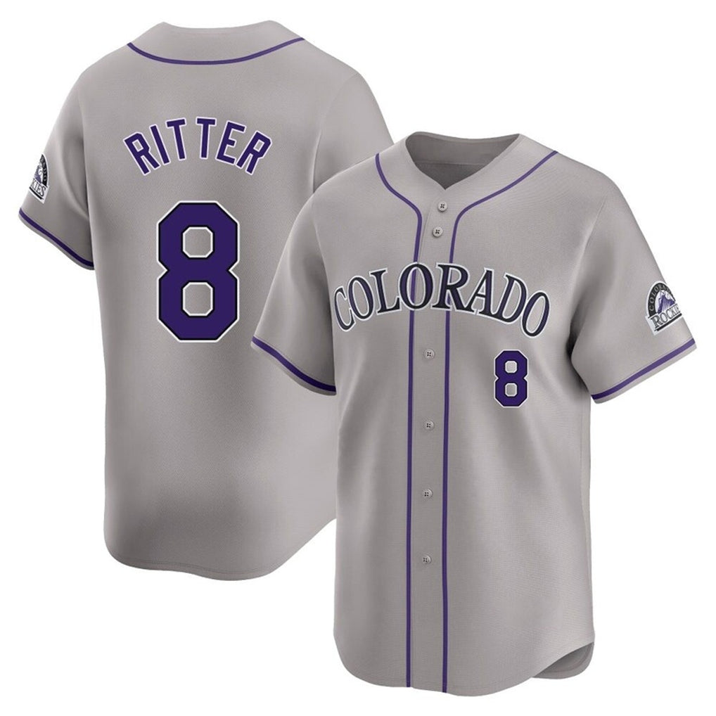 C.Rockies #8 Ryan Ritter Player Gray Limited Home Ddoa Stitched Jerseys