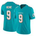 M.Dolphins #9 Joshua Uche Player Aqua Limited Vapor F.U.S.E. Home Game Ddoa Stitched Jerseys