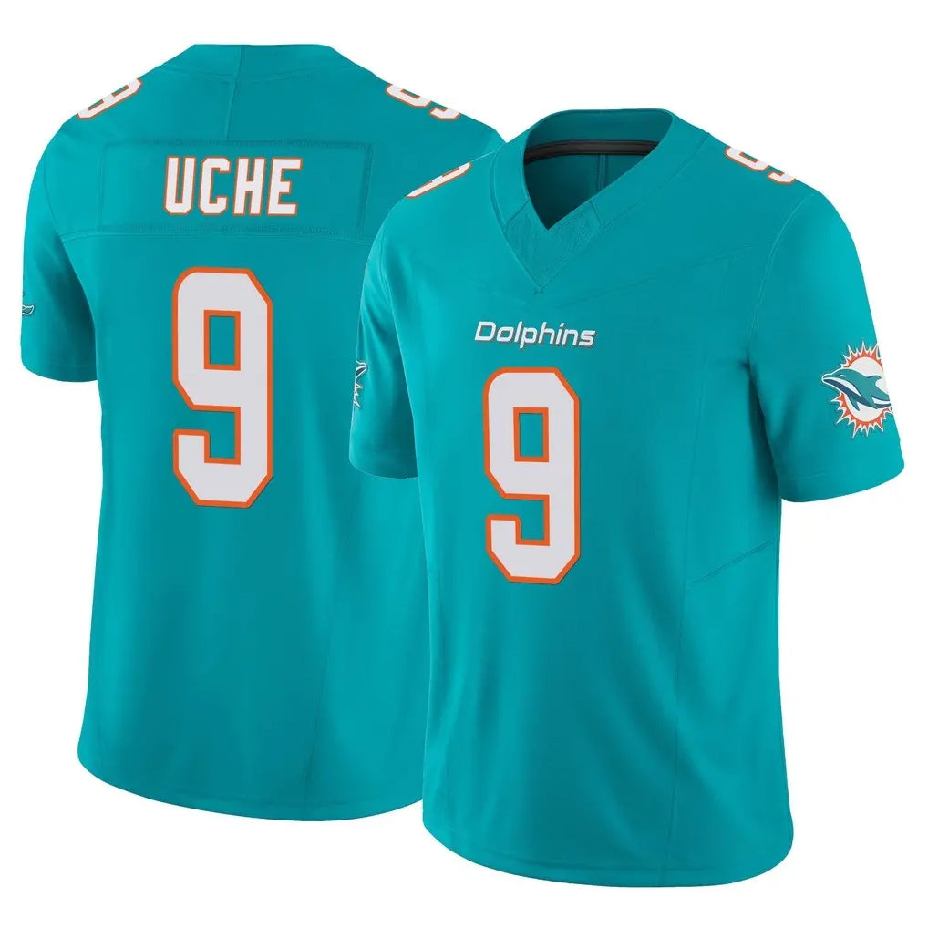M.Dolphins #9 Joshua Uche Player Aqua Limited Vapor F.U.S.E. Home Game Ddoa Stitched Jerseys