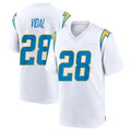 LA.Chargers #28 Kimani Vidal Player White Home Game Ddoa Stitched Jerseys