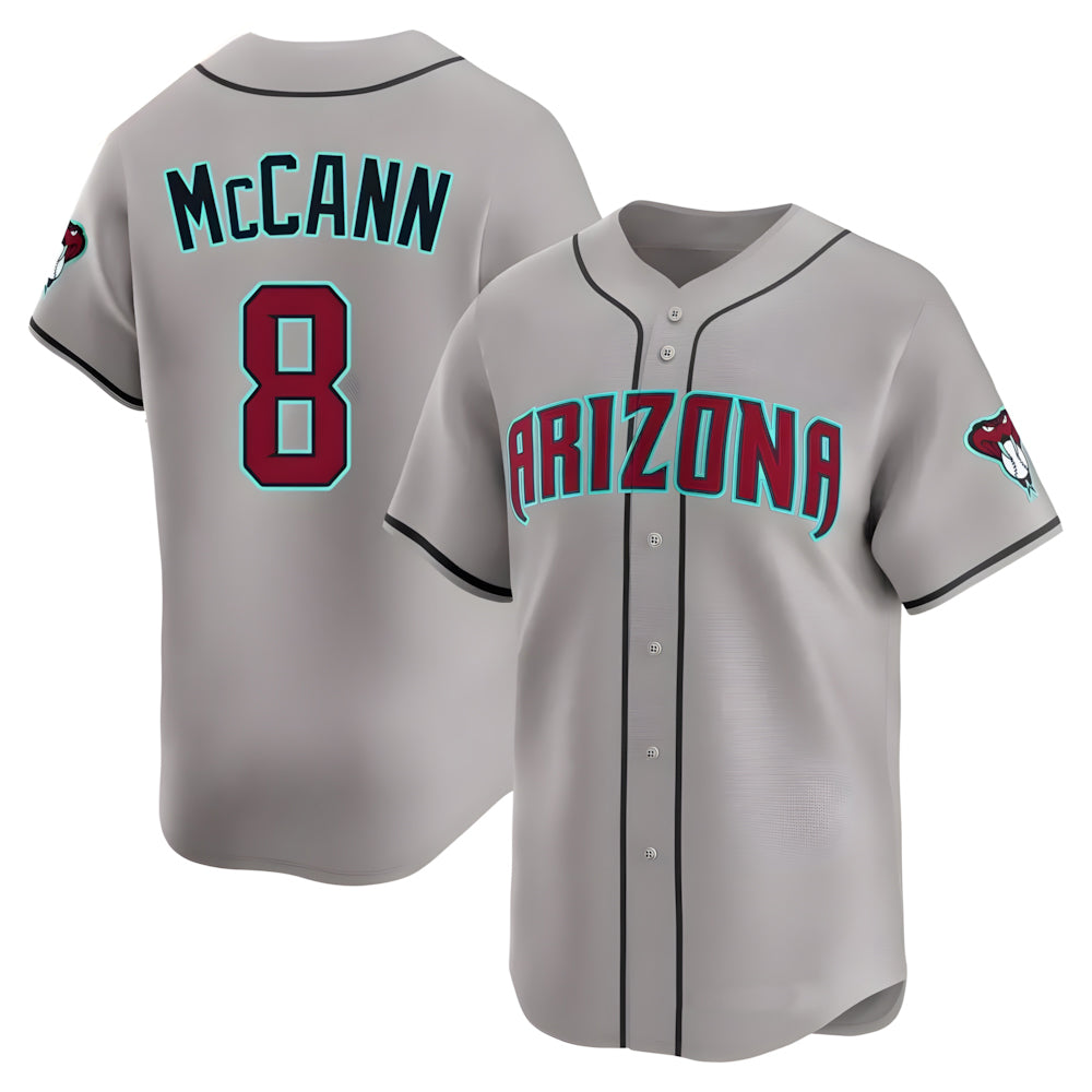 A.Diamondbacks #8 James McCann Player Gray Road Limited Home Game Ddoa Stitched Jerseys