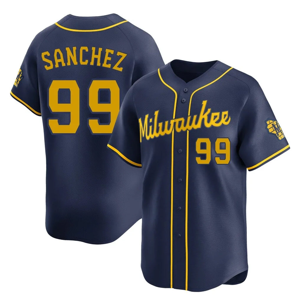 M.Brewers #99 Gary Sanchez Player Navy Home Limited Ddoa Stitched Jerseys