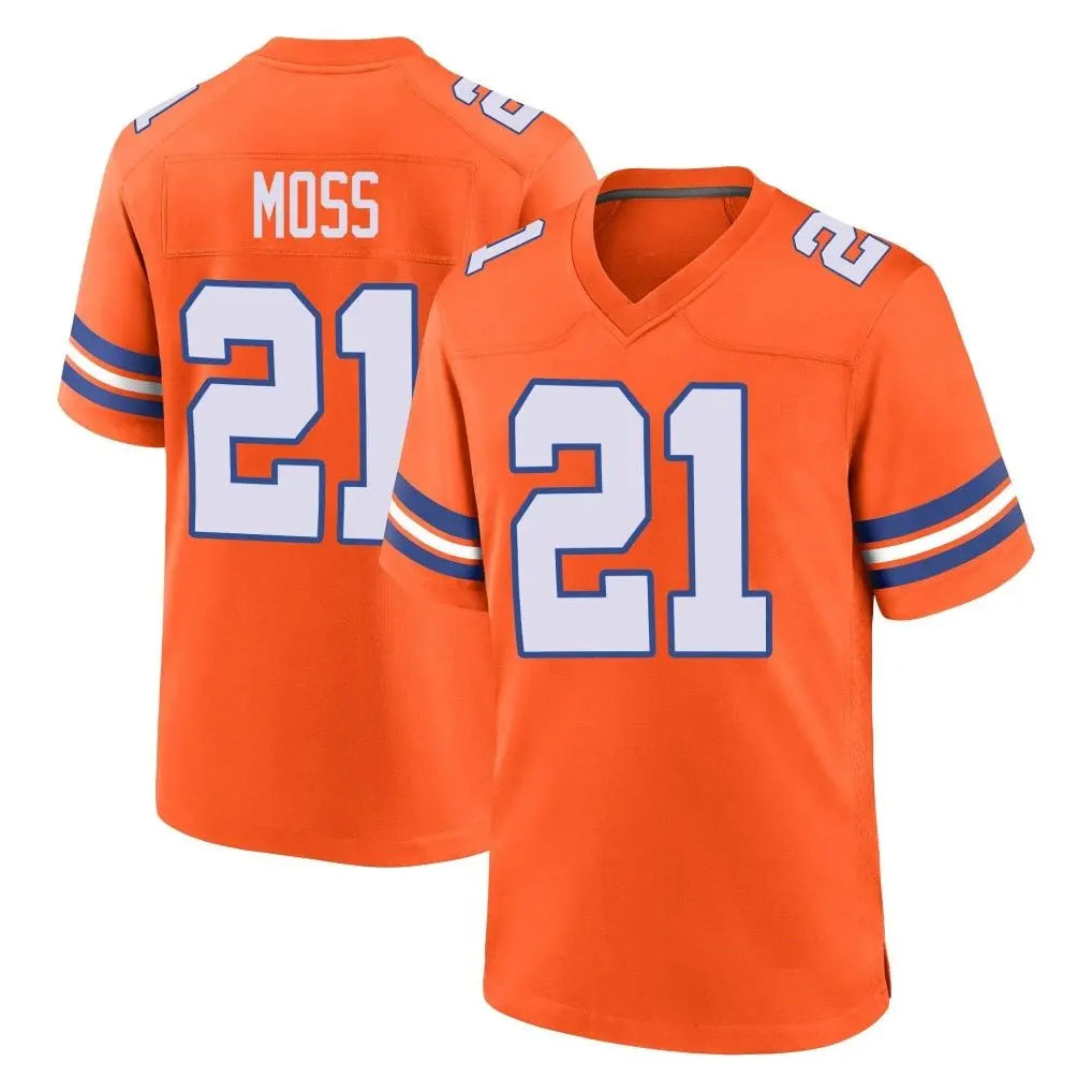 D.Broncos #21 Riley Moss Player Orange Alternate Collection Throwback Game Ddoa Stitched Jerseys