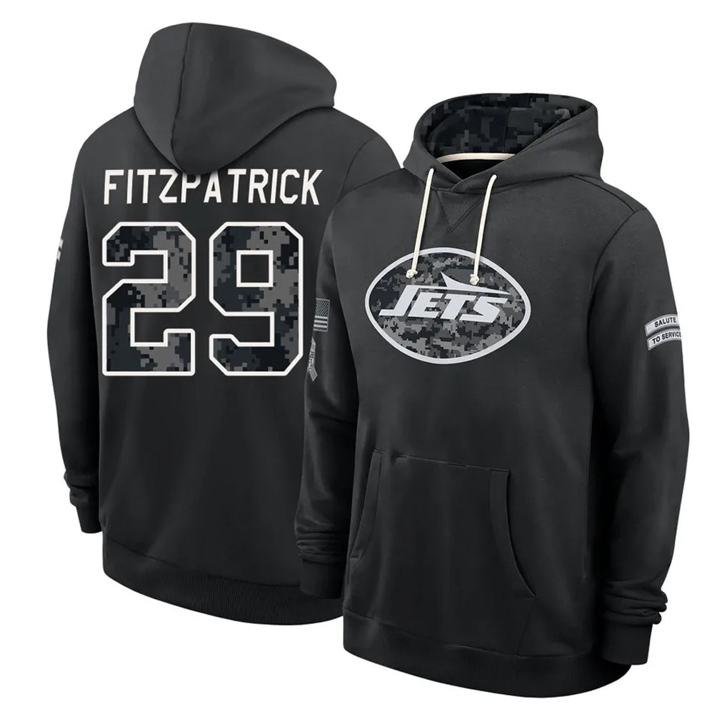 NY.Jets #29 Minkah Fitzpatrick Player 2026 Black Logo Pullover Hoodies Limited Game Ddoa Stitched Jerseys