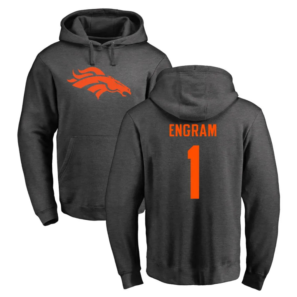 D.Broncos #1 Evan Engram Player Ash One Color Pullover Hoodie Limited Ddoa Stitched Jerseys
