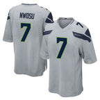 S.Seahawks #7 Uchenna Nwosu Player Gray Home Game Ddoa Stitched Jerseys