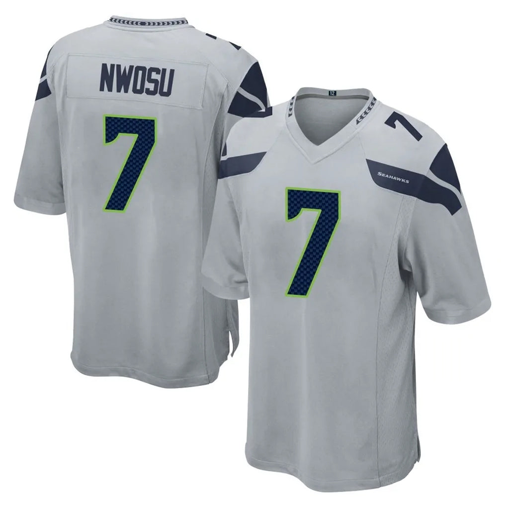 S.Seahawks #7 Uchenna Nwosu Player Gray Home Game Ddoa Stitched Jerseys